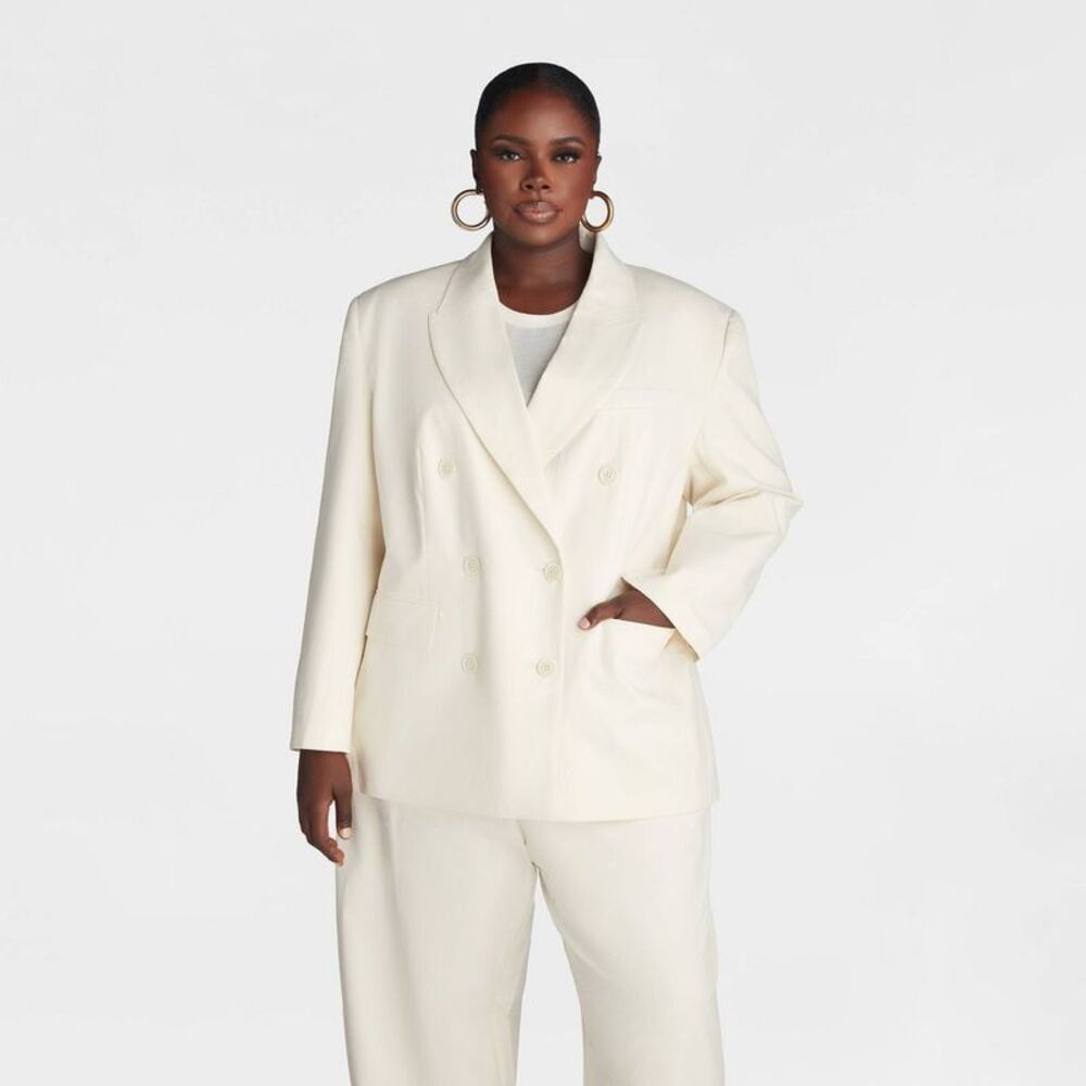 KBB by KAHLANA Women's 'The David Blazer' - Cream XXL